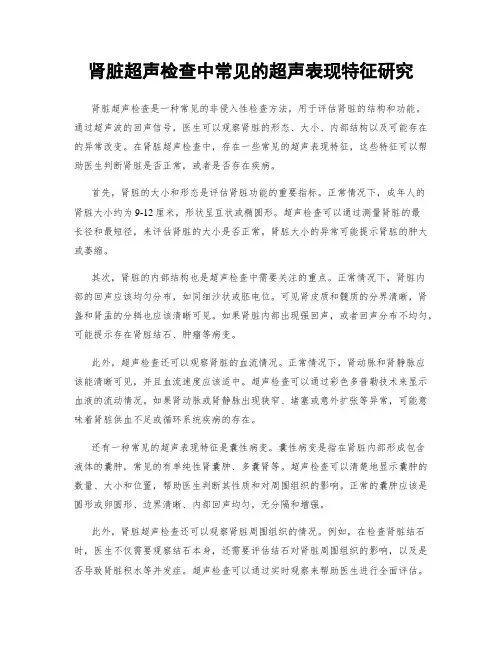 肾脏超声检查中常见的超声表现特征研究