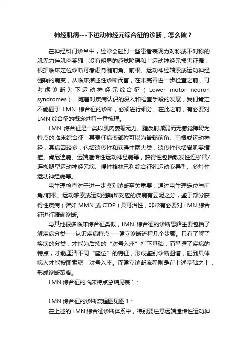 神经肌病---下运动神经元综合征的诊断，怎么破？