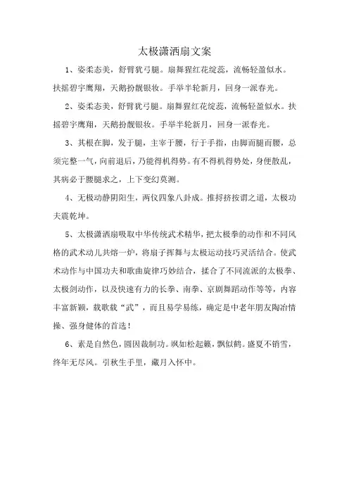 太极潇洒扇文案