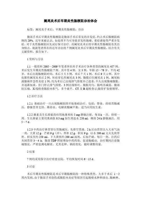 阑尾炎术后早期炎性肠梗阻诊治体会
