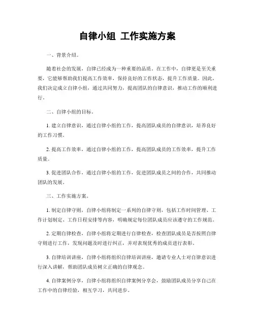 自律小组 工作实施方案