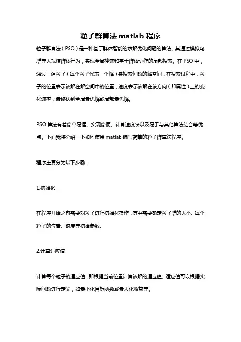 粒子群算法matlab程序