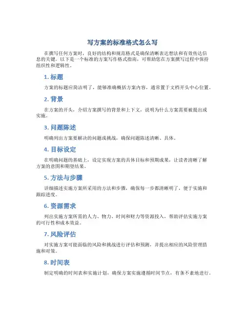写方案的标准格式怎么写