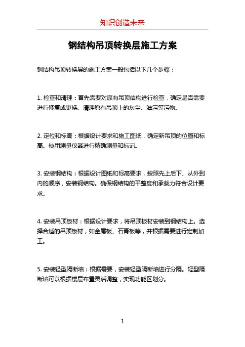 钢结构吊顶转换层施工方案 (2)