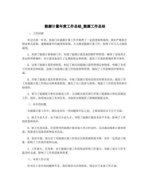 能源计量年度工作总结_能源工作总结