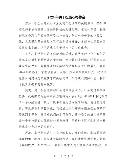 2024年实干担当心得体会
