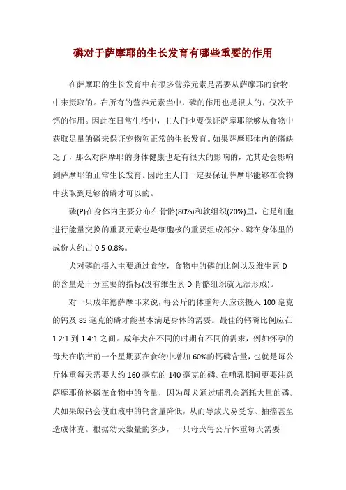 磷对于萨摩耶的生长发育有哪些重要的作用