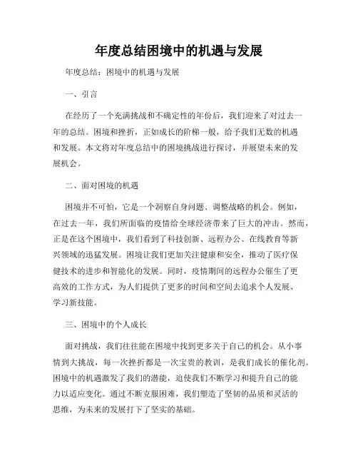 年度总结困境中的机遇与发展