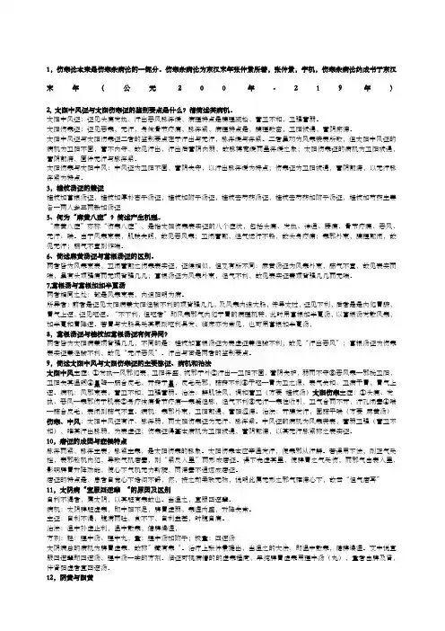 伤寒论考试重点简答题