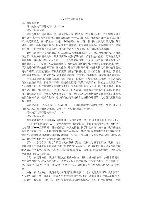 [作文]我为班级添光彩