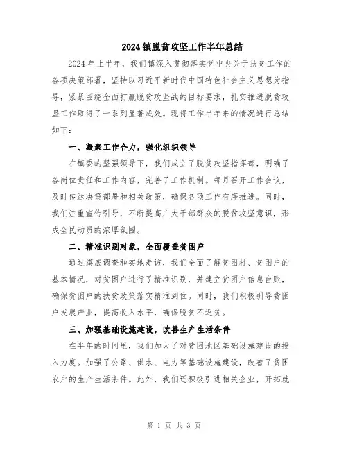 2024镇脱贫攻坚工作半年总结