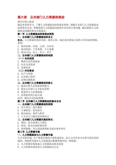 第六、七章公共部门人力资源的流动