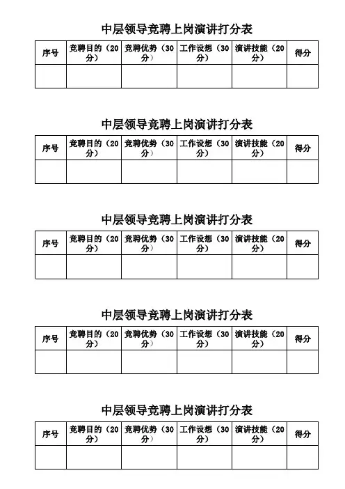 中层竞聘打分成绩表