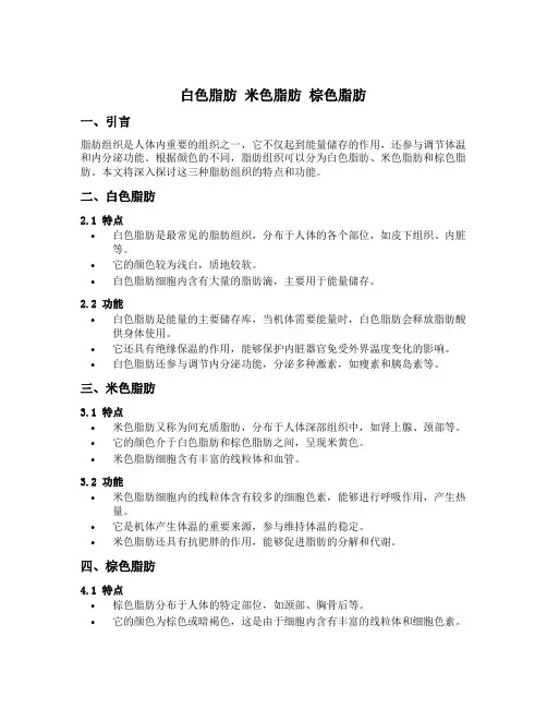 白色脂肪 米色脂肪 棕色脂肪 标志
