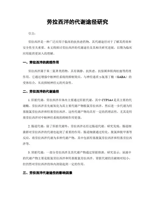 劳拉西泮的代谢途径研究