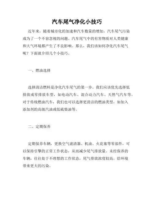 汽车尾气净化小技巧