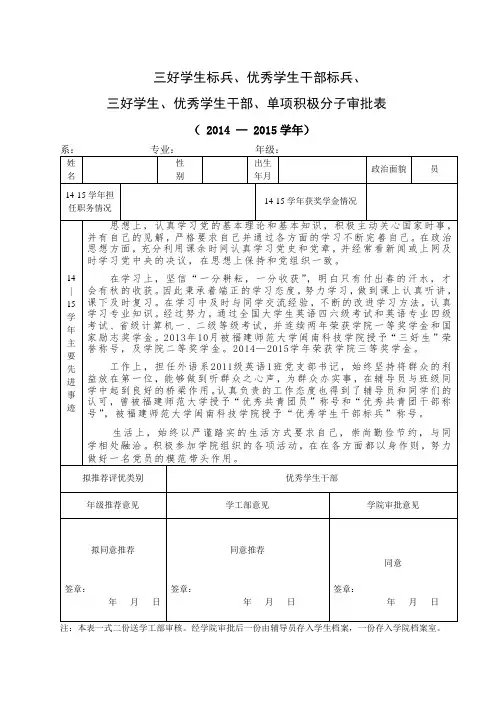 先进个人审批表
