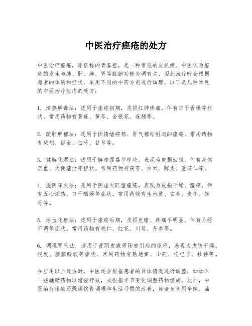 中医治疗痤疮的处方