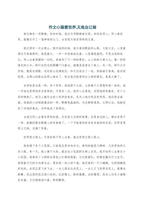作文心眼看世界,天地自辽阔