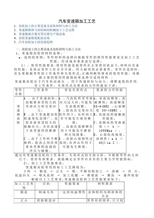 汽车变速箱加工工艺