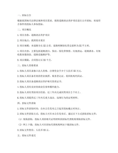 道路清洁养护_招标文件