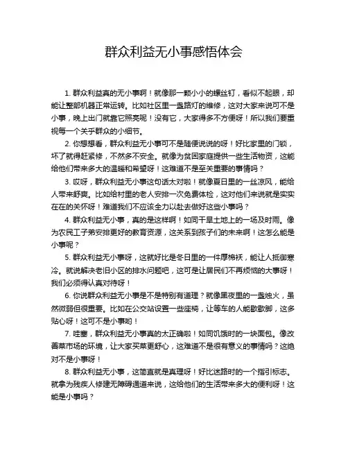 群众利益无小事感悟体会
