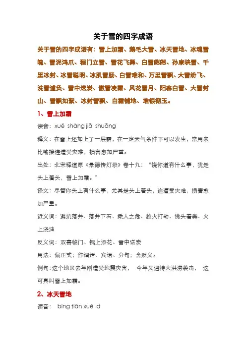 关于雪的四字成语