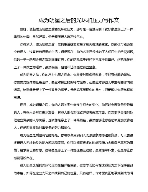 成为明星之后的光环和压力写作文