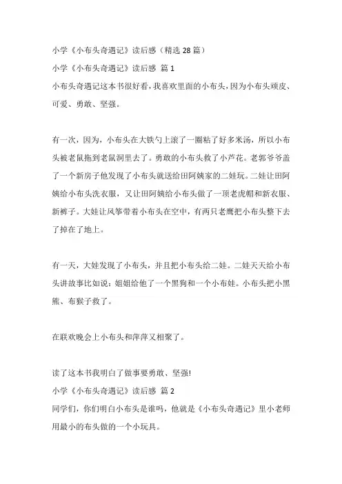 小学《小布头奇遇记》读后感