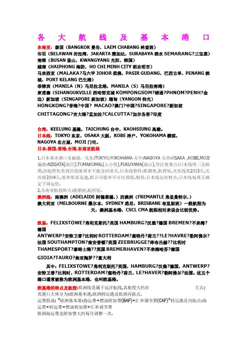 世界各大航线及基本港口