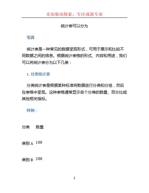 统计表可以分为