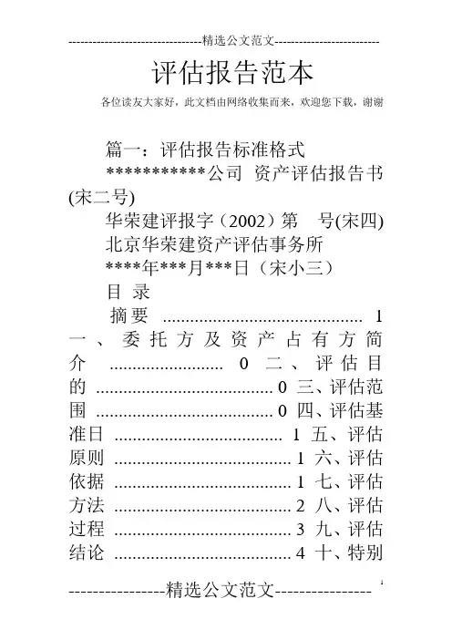 评估报告范本