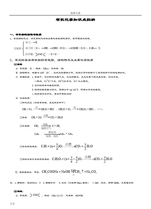有机化学知识点归纳(全)