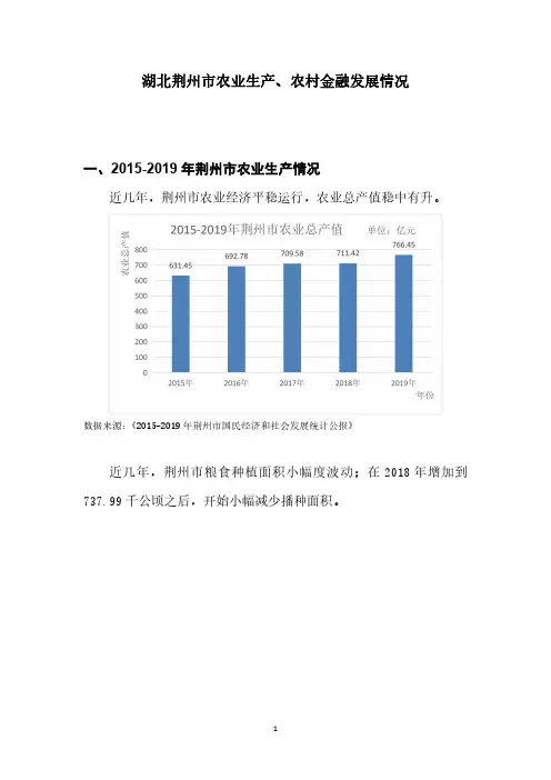 湖北荆州市农业生产、农村金融发展情况