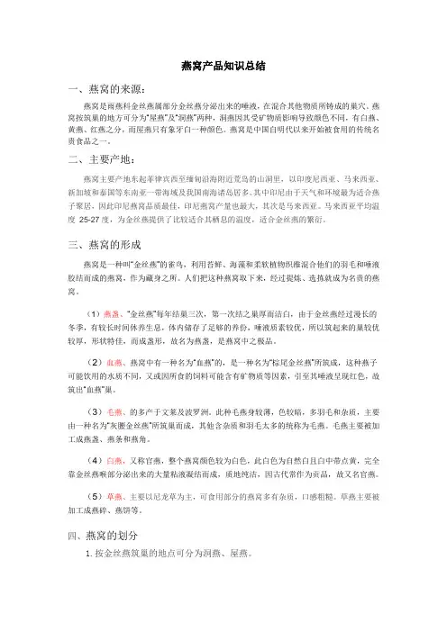 燕窝产品知识总结