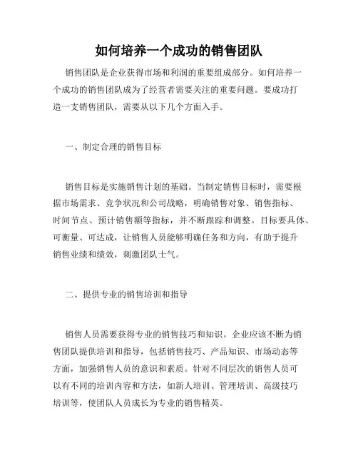 如何培养一个成功的销售团队