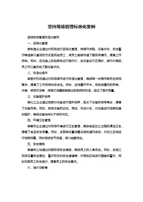 坚持现场管理标准化案例