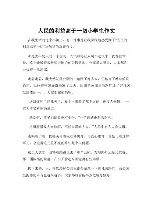 人民的利益高于一切小学生作文