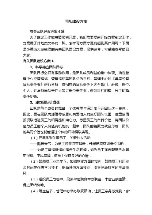 有关团队建设方案6篇