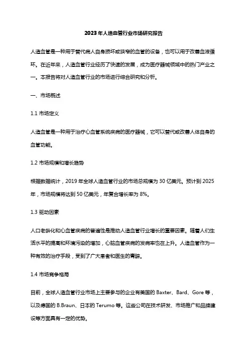 2023年人造血管行业市场研究报告