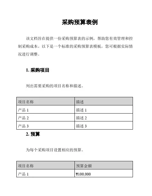 采购预算表例