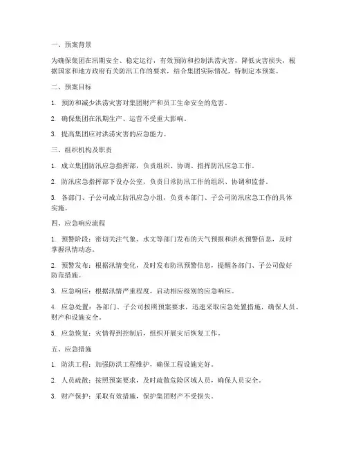 集团防汛应急预案方案范本