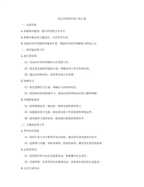 社区共青团年初工作计划
