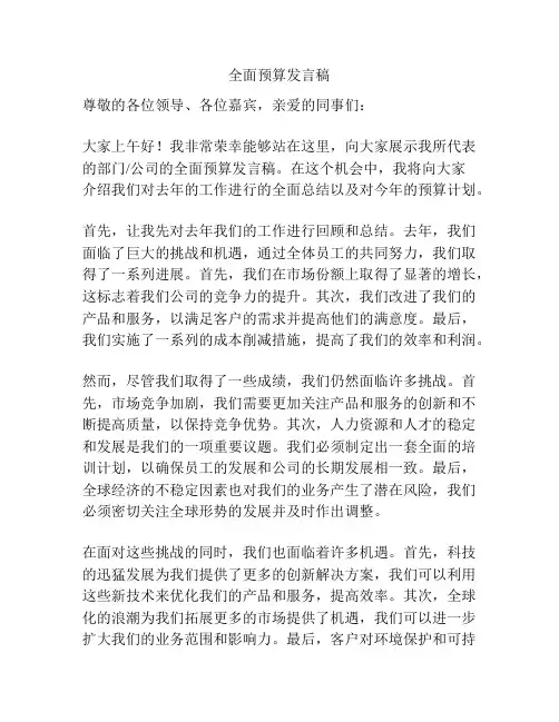 全面预算发言稿