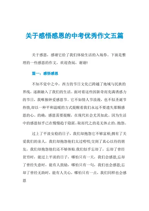 关于感悟感恩的中考优秀作文五篇