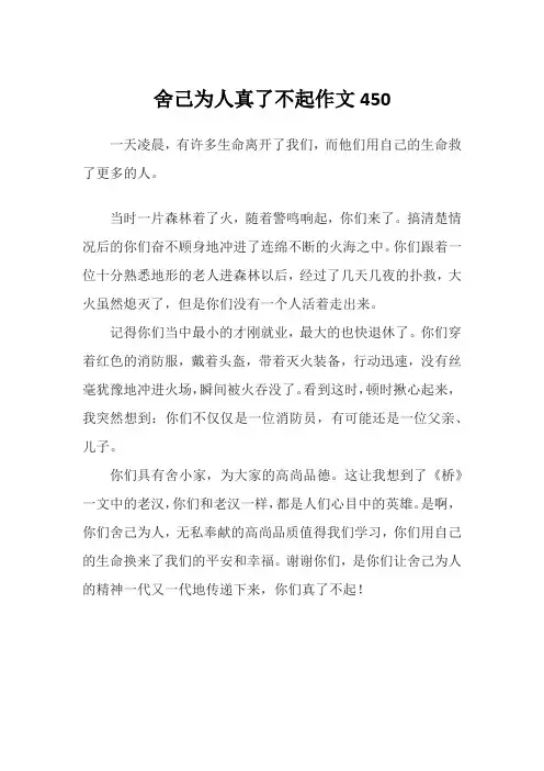 舍己为人真了不起作文450
