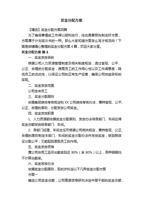 奖金分配方案