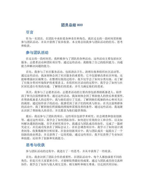 团员总结800