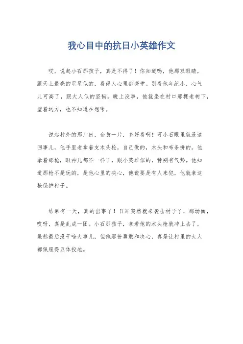 我心目中的抗日小英雄作文