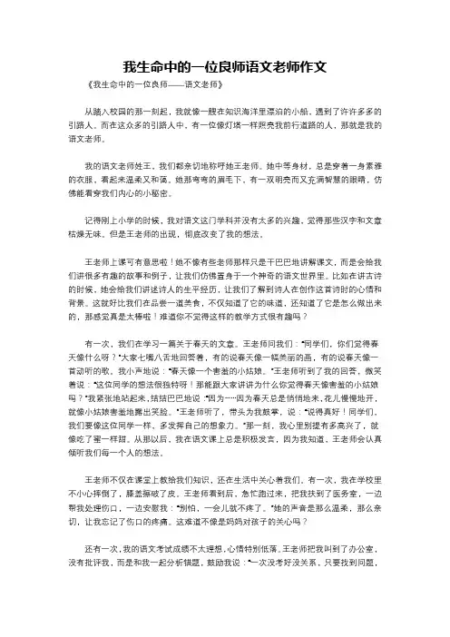 我生命中的一位良师语文老师作文